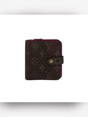 Louis Vuitton Monogram Perforated Brown Wallet with Pink Trim